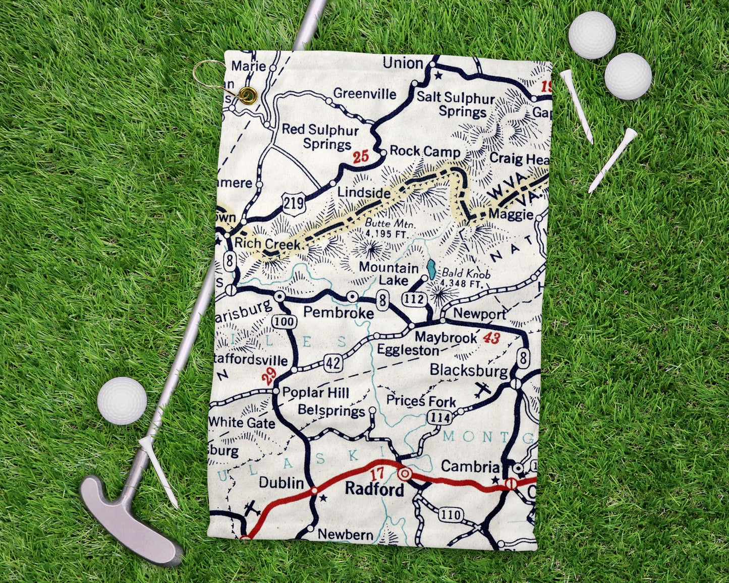 Mountain Lake Virginia golf towel primary image