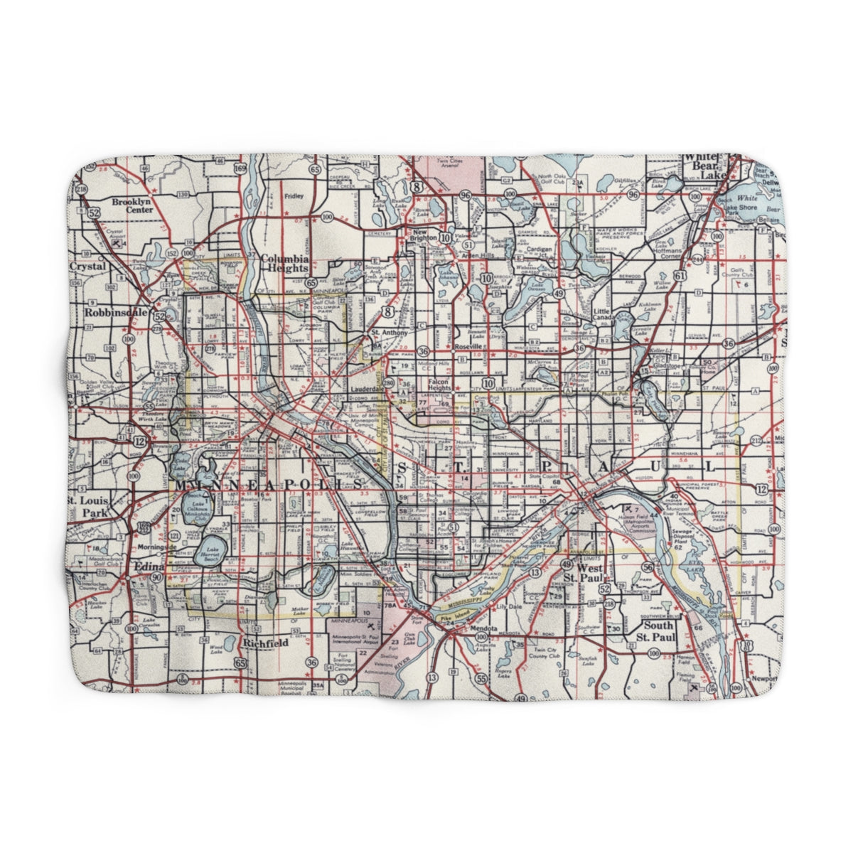 Minneapolis St Paul Map Sherpa Fleece Blanket | Cozy Travel Throw
