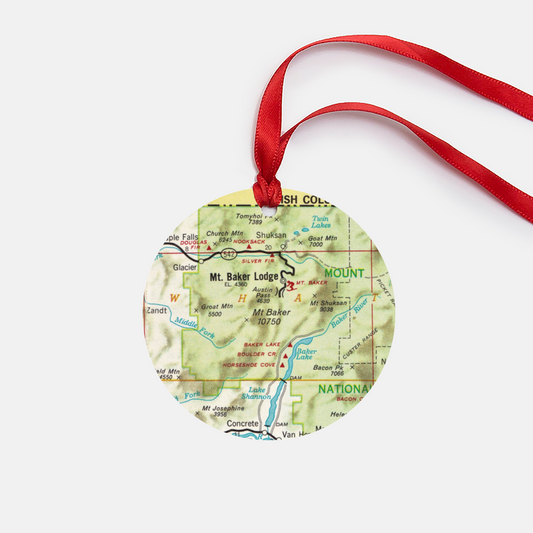 Mt Baker Washington Vintage Map Ornament