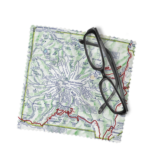Mt Rainier National Park Map Lens Cloth | Mount Rainier Microfiber Glasses Cleaner | Travel Gift