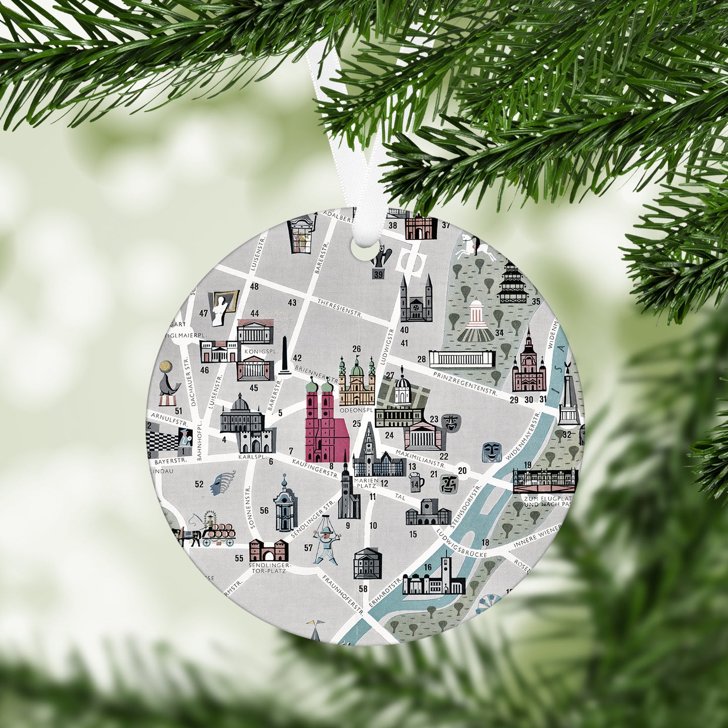 Munich Germany Vintage Map Ornament