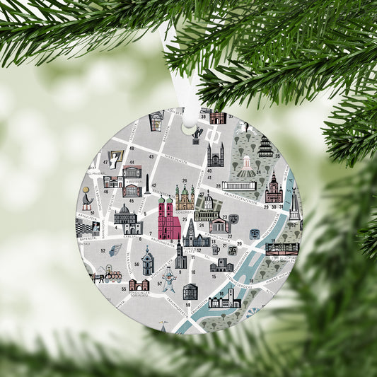 Munich Germany Vintage Map Ornament