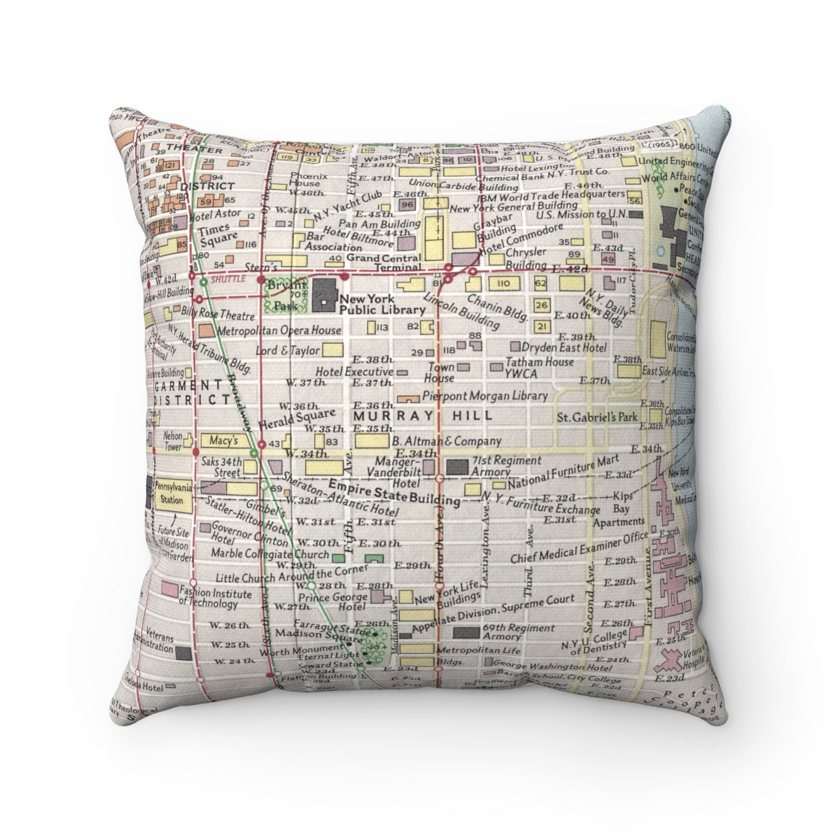 Murray Hill Manhattan vintage map pillow