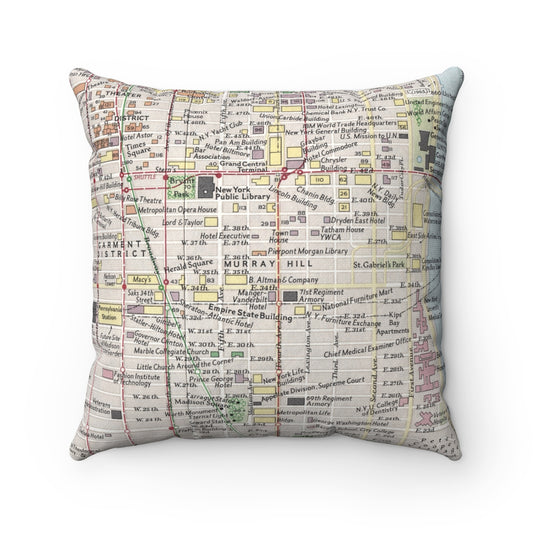 Murray Hill Manhattan vintage map pillow