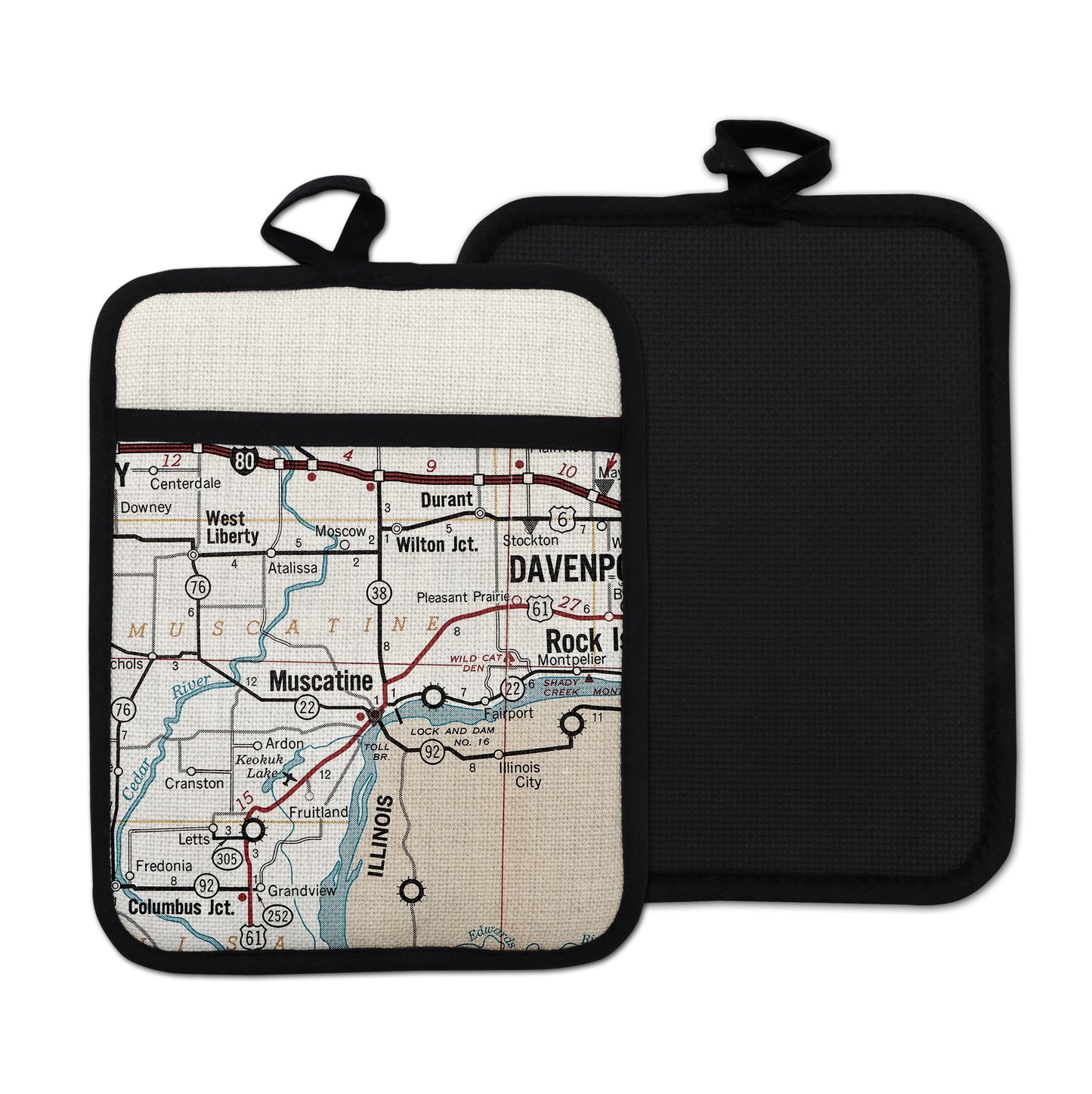 Muscatine Iowa vintage map hot pad kitchen decor