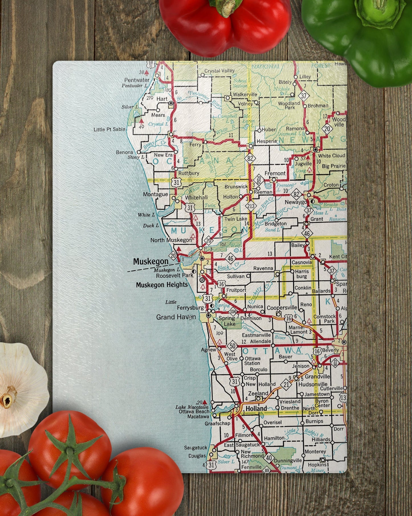 Muskegon Michigan Map Cutting Board | Travel Gift | Kitchen Decor