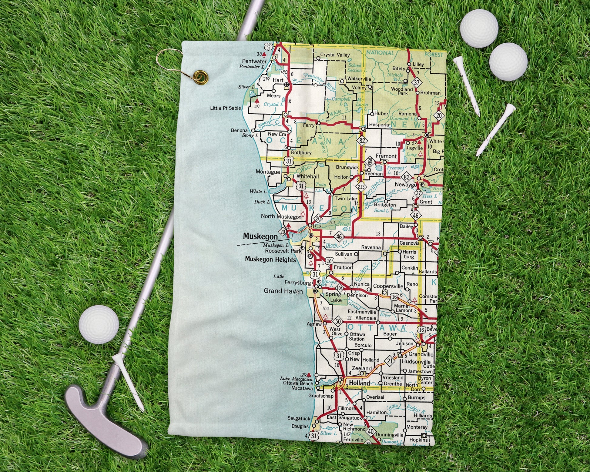 Muskegon Michigan golf towel primary image