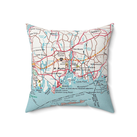 Mystic Connecticut vintage map pillow