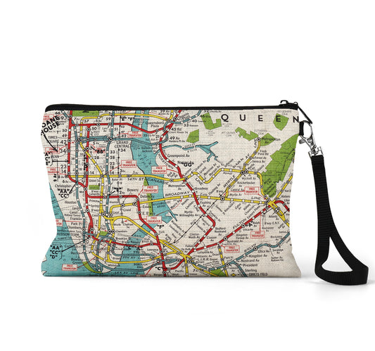 New York City Subway map wristlet travel pouch