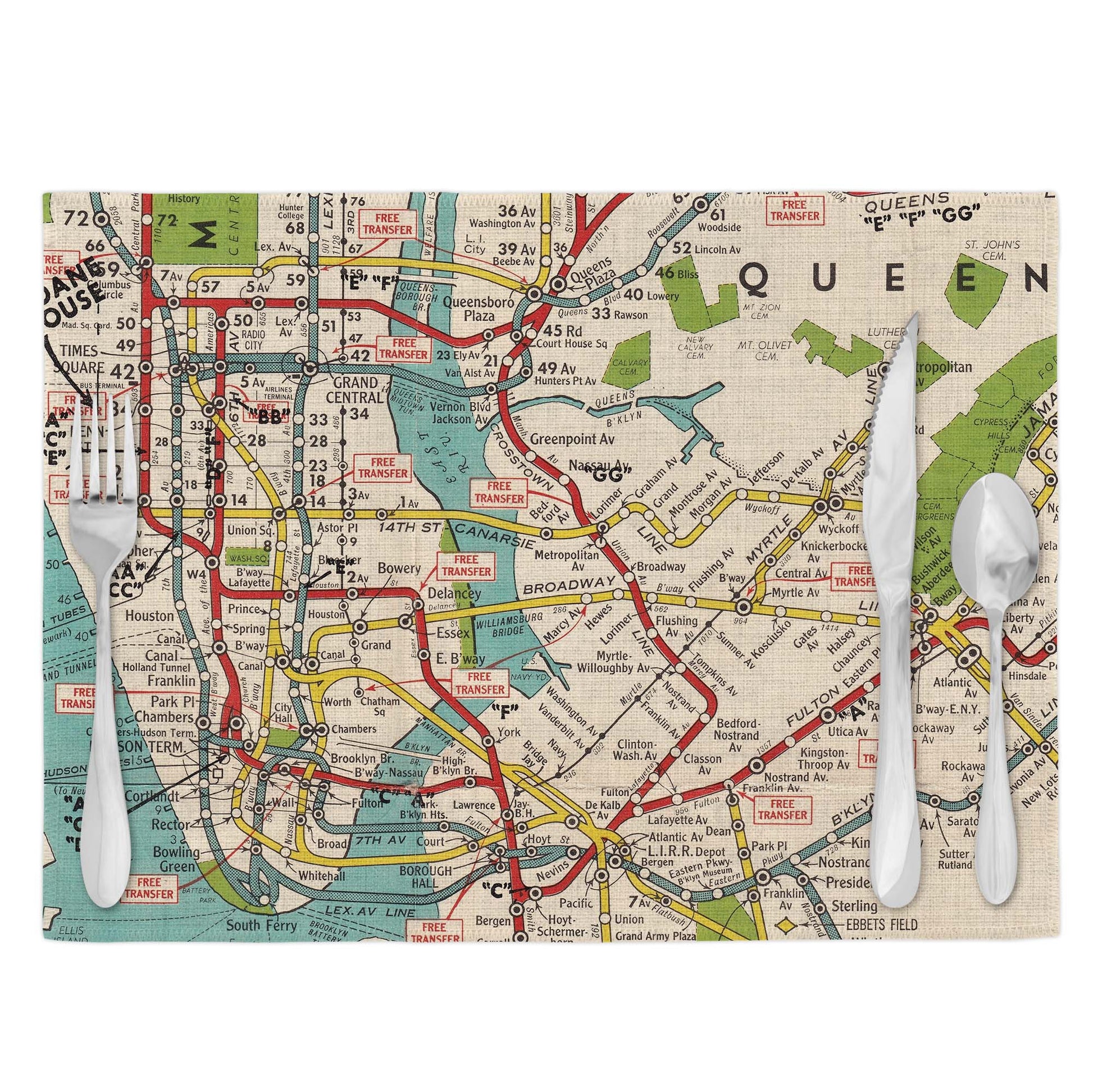 New York City Subway Vintage Map Placemats Set of 4