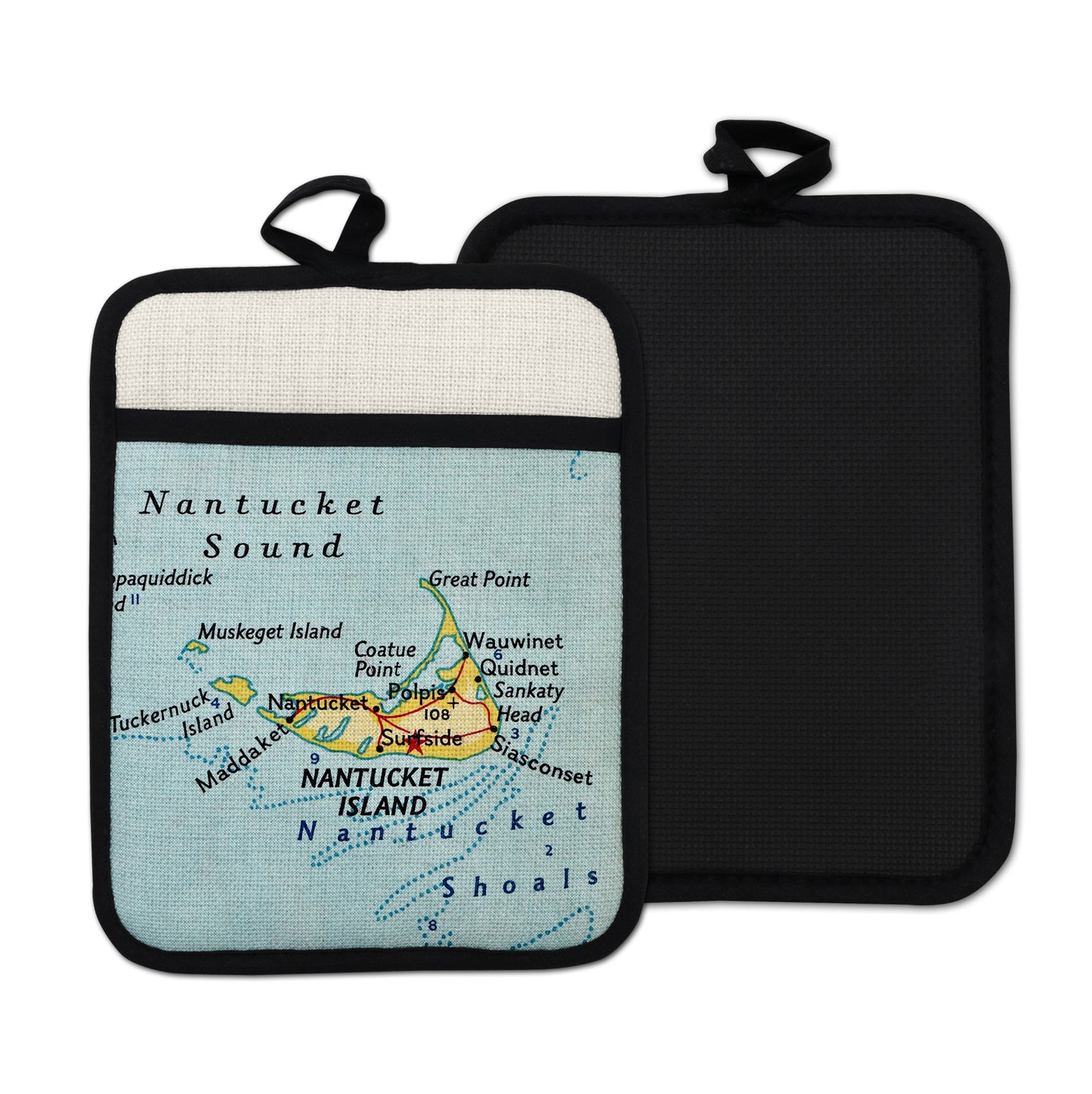 Nantucket Massachusetts vintage map hot pad kitchen decor