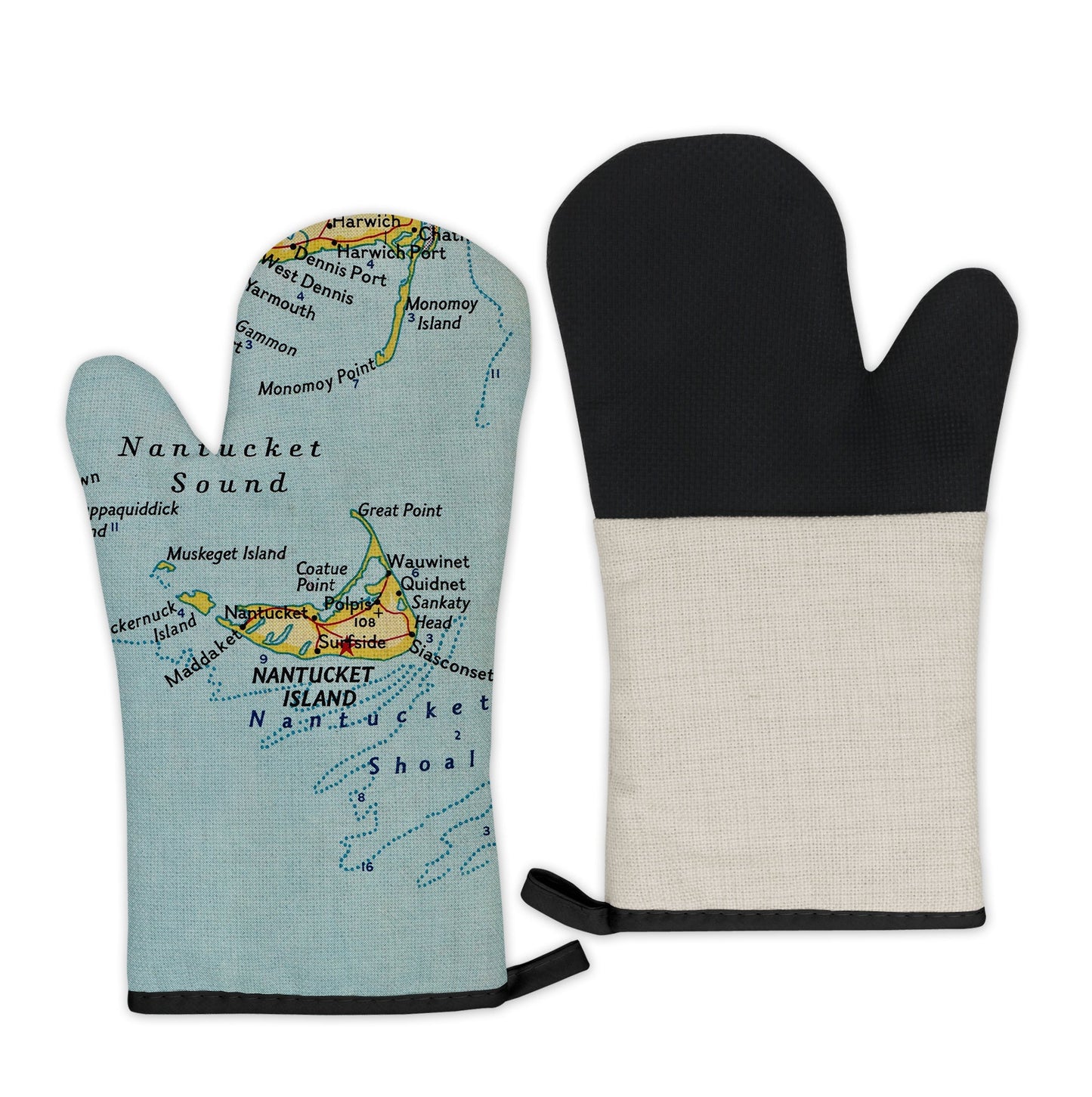 Nantucket, Massachusetts Map Oven Mitt | Vintage-Inspired Kitchen Gift