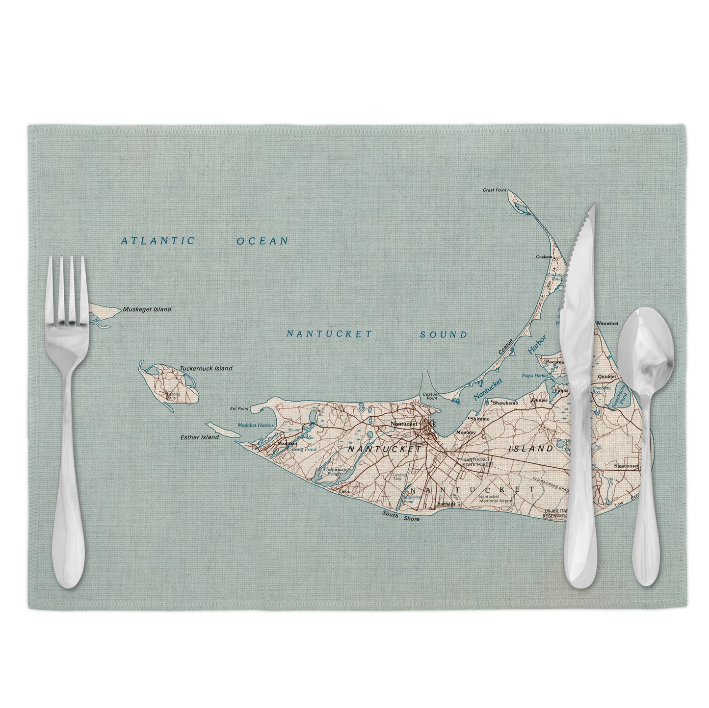 Nantucket Massachusetts Vintage Map Placemats Set of 4