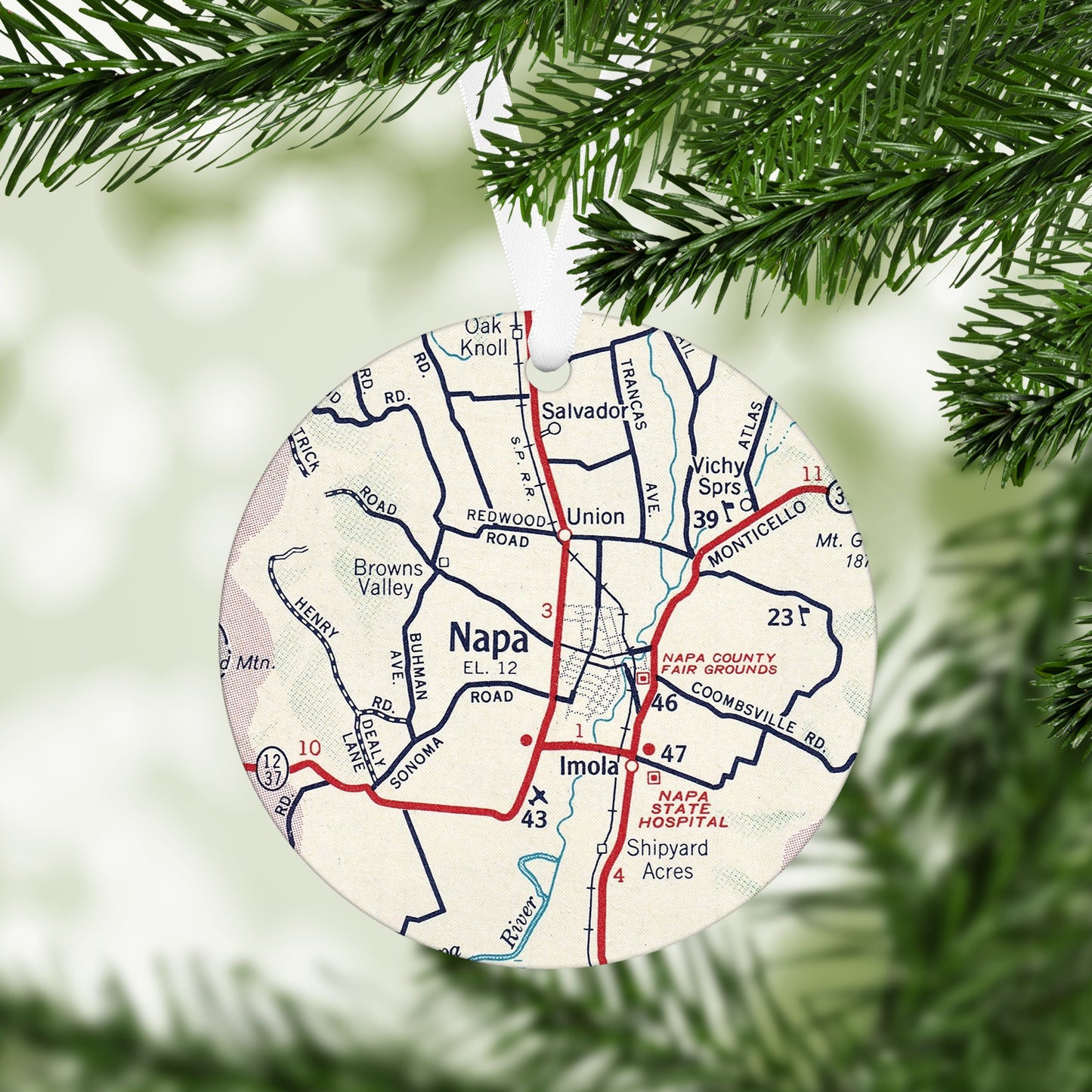 Napa California Vintage Map Ornament