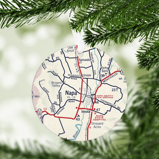 Napa California Vintage Map Ornament