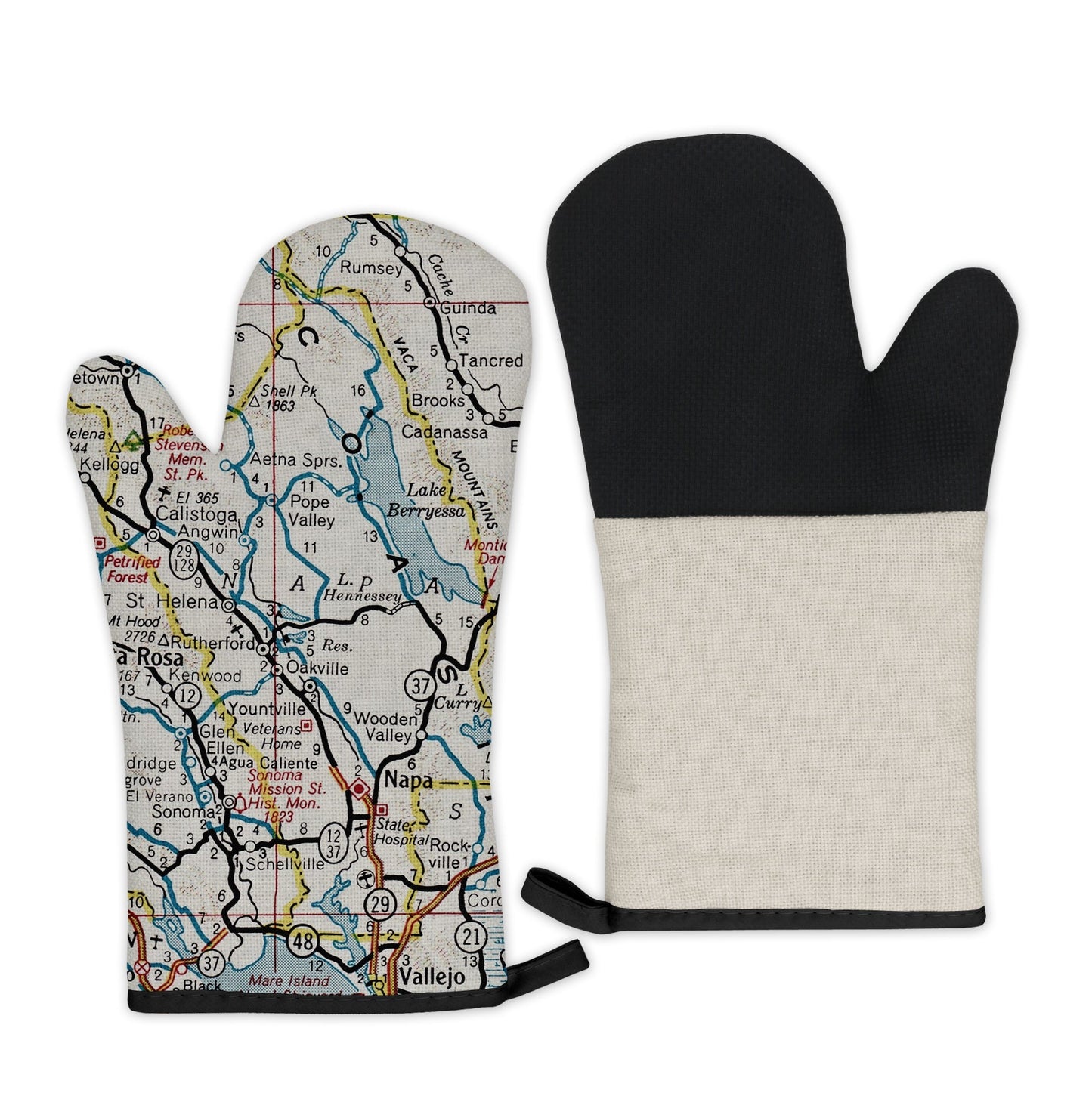 Napa Valley, California Map Oven Mitt | Vintage-Inspired Kitchen Gift