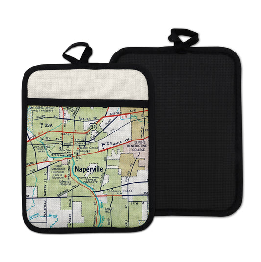 Naperville Illinois Vintage Map Hot Pad
