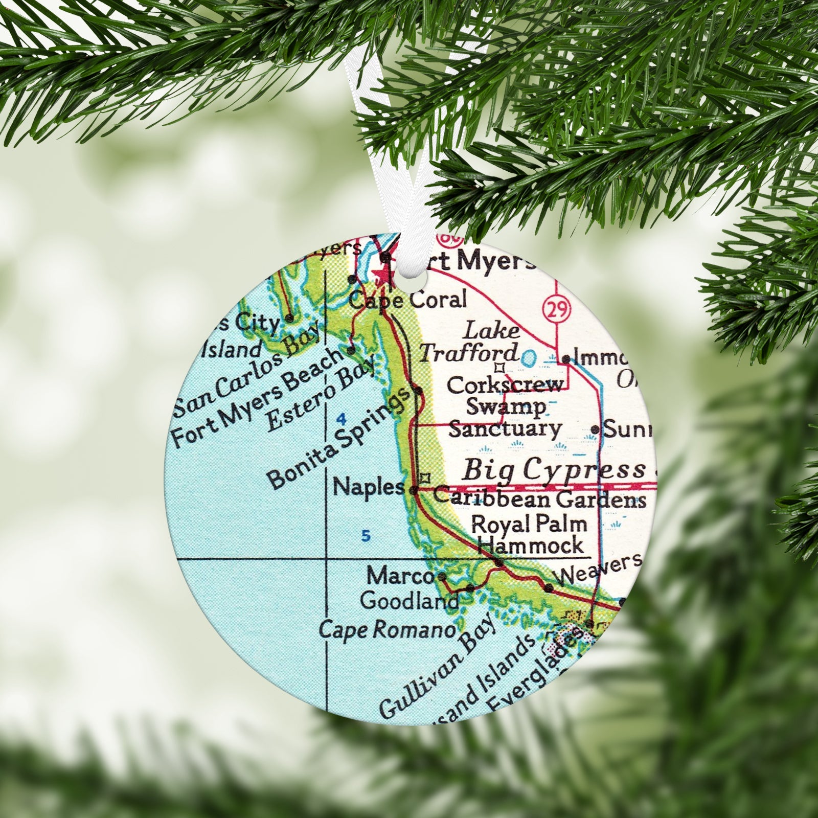 Naples Florida Vintage Map Ornament