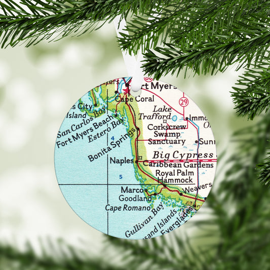 Naples Florida Vintage Map Ornament