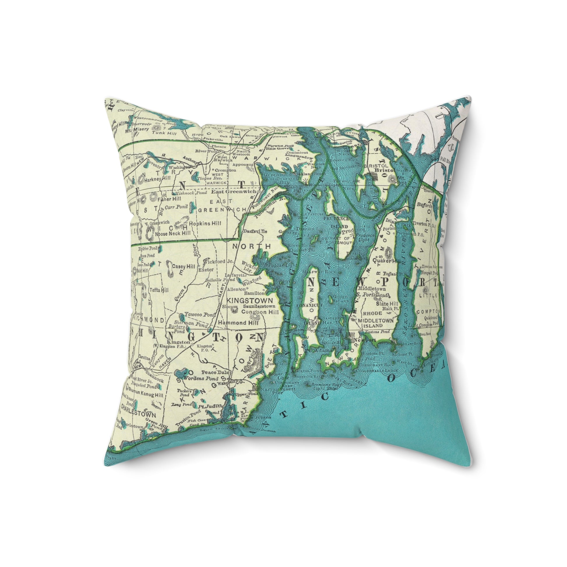 Narragansett Rhode Island vintage map pillow