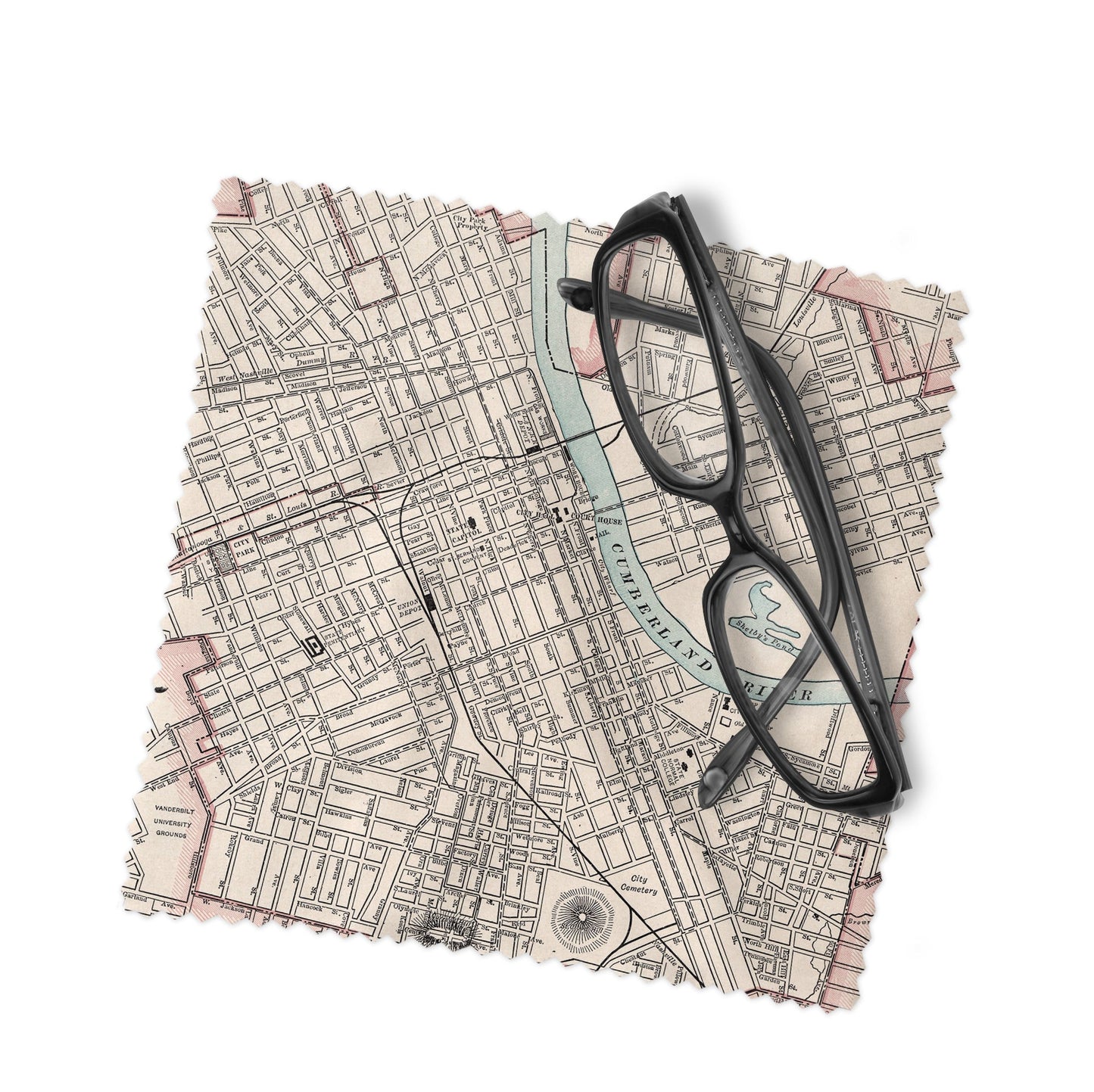 Nashville Tennessee Map Lens Cloth | Nashville Microfiber Glasses Cleaner | Travel Gift