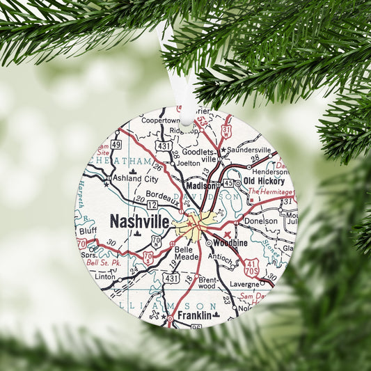 Nashville Tennessee Vintage Map Ornament