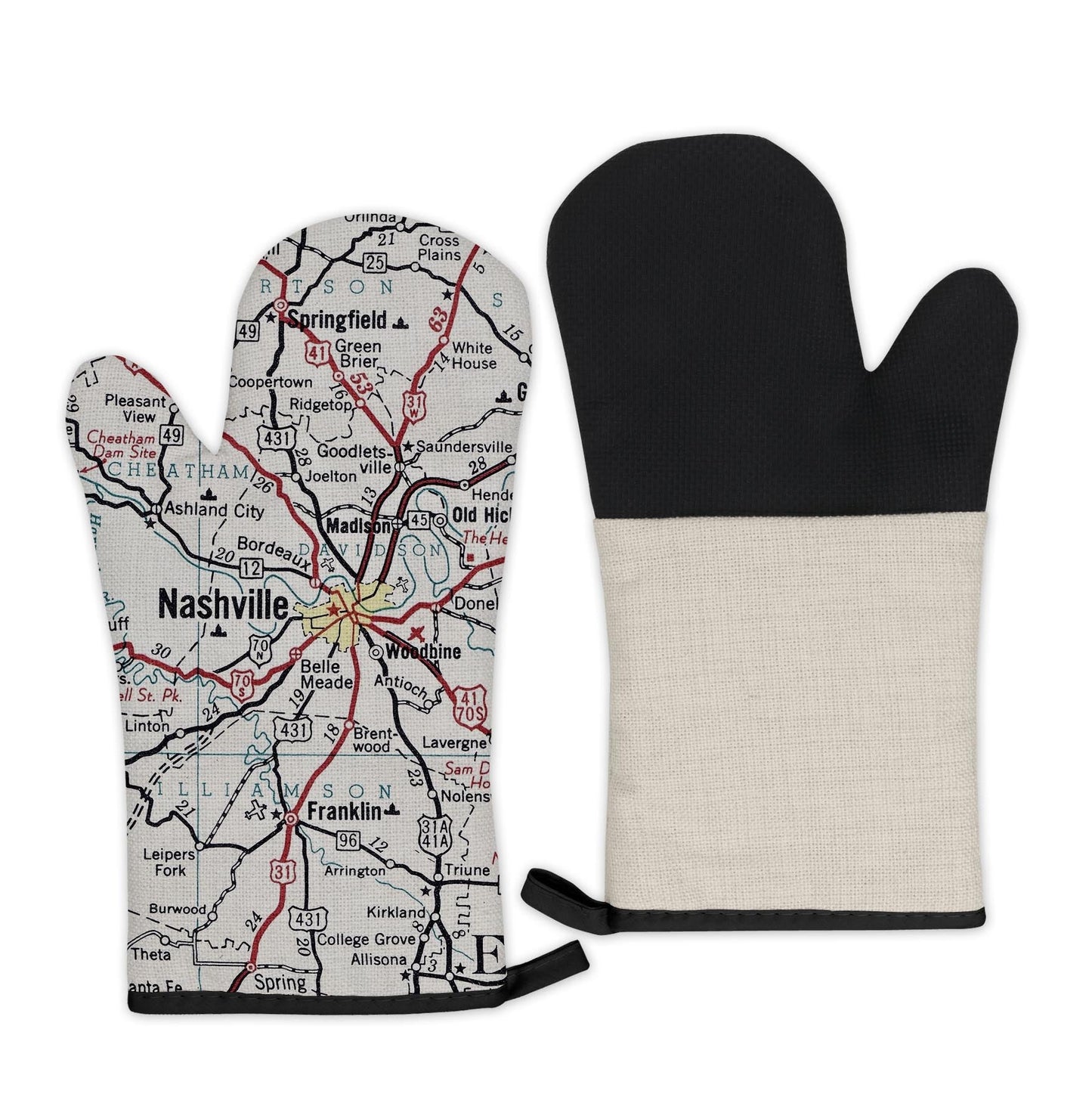 Nashville, Tennessee Map Oven Mitt | Vintage-Inspired Kitchen Gift