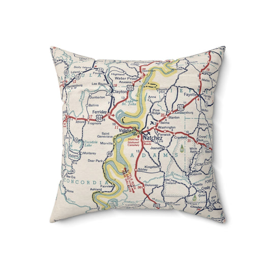 Natchez Mississippi vintage map pillow