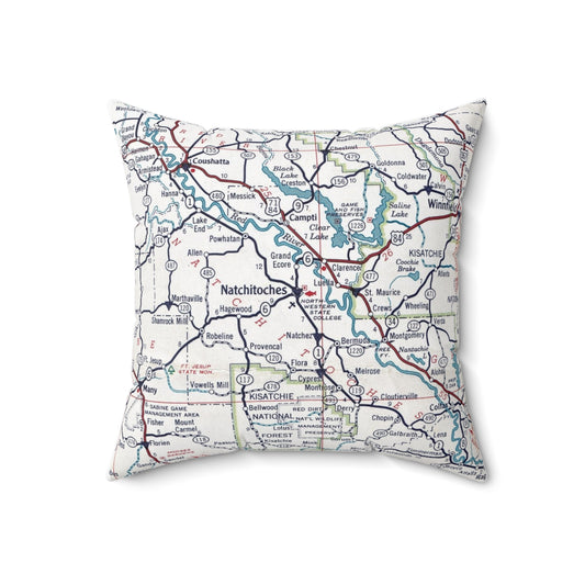 Natchitoches Louisiana vintage map pillow