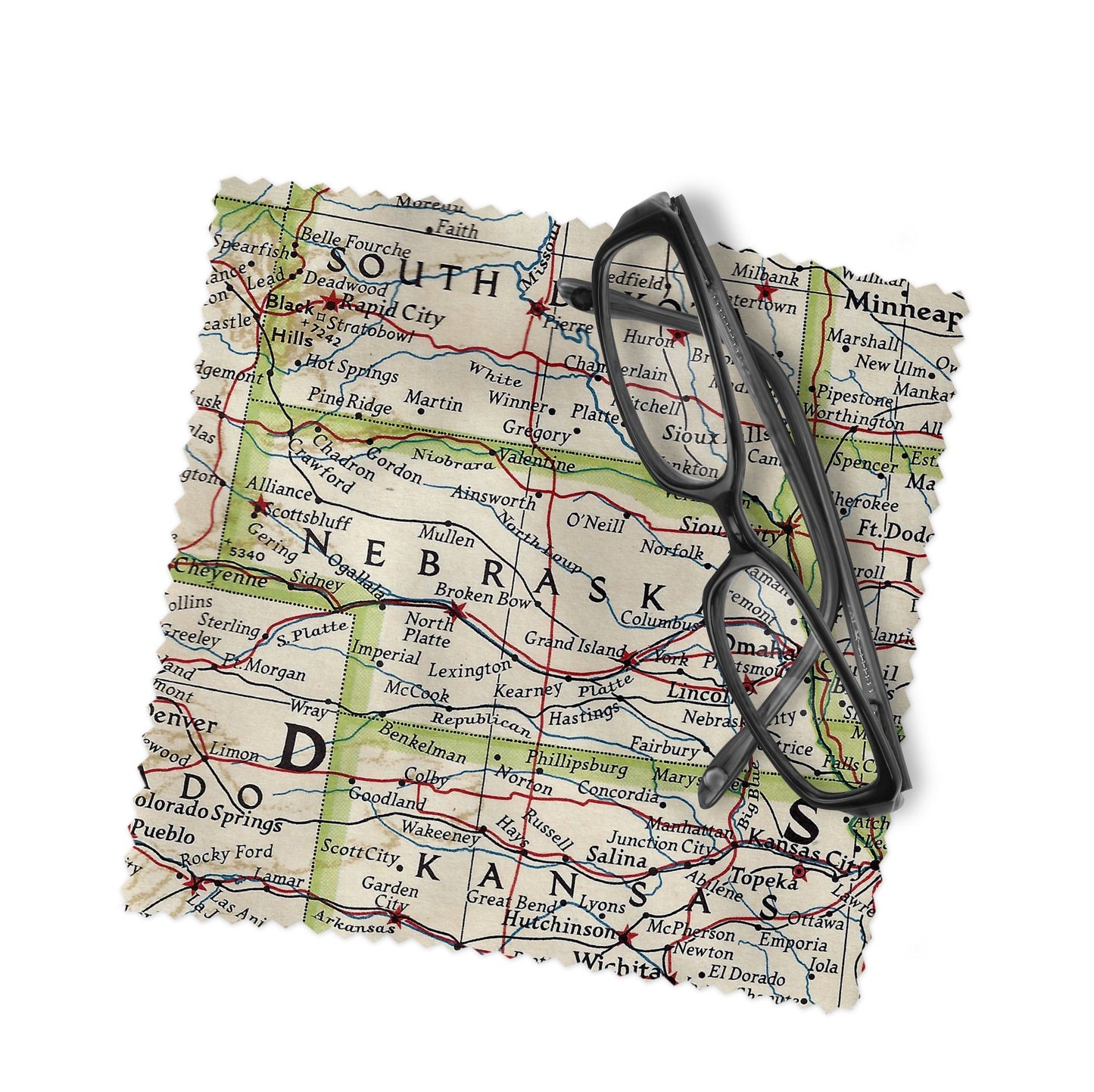 Nebraska Map Lens Cloth | Nebraska Microfiber Glasses Cleaner | Travel Gift