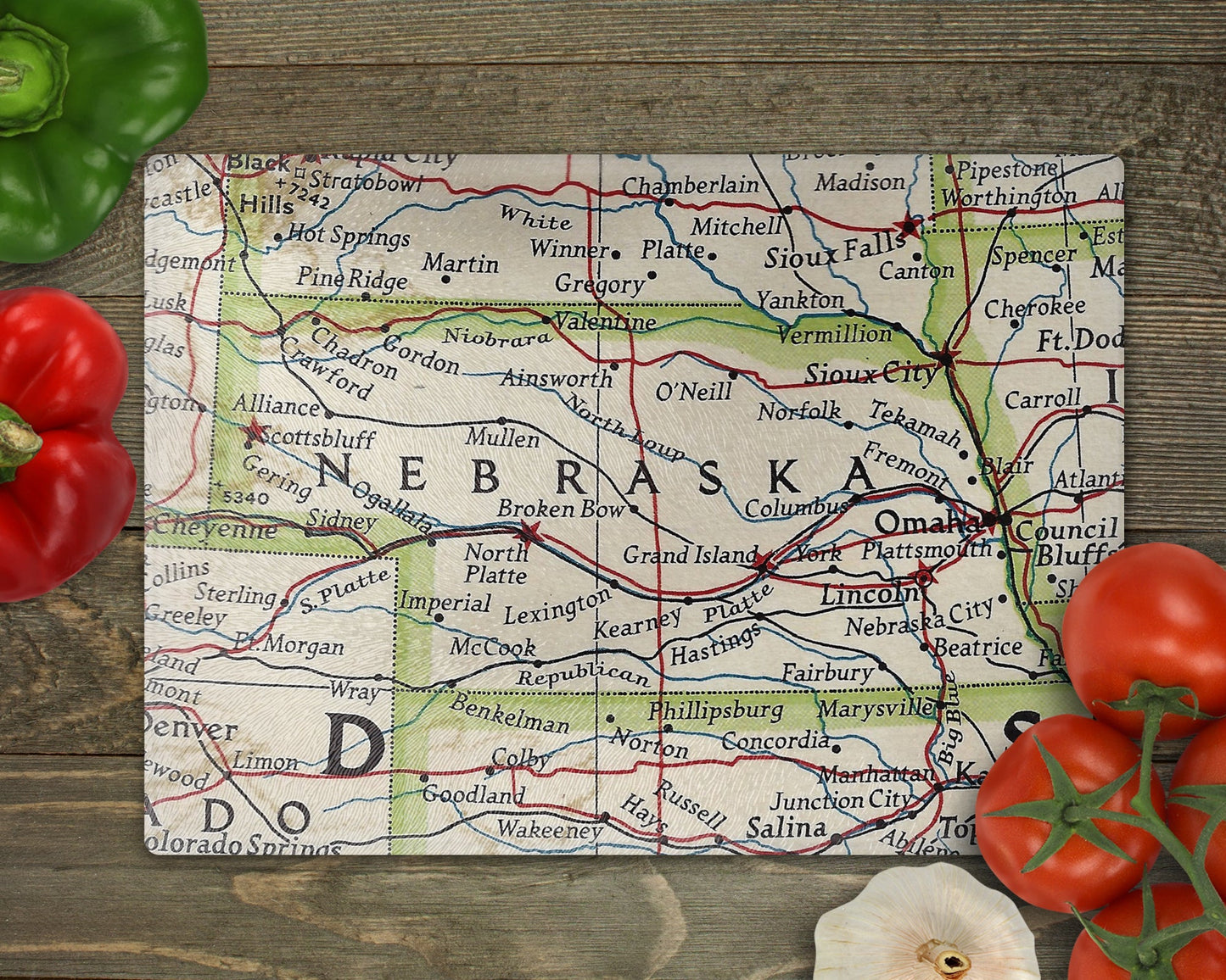 Nebraska Map Cutting Board | Travel Gift | Kitchen Decor