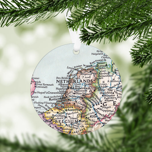 The Netherlands Vintage Map Ornament