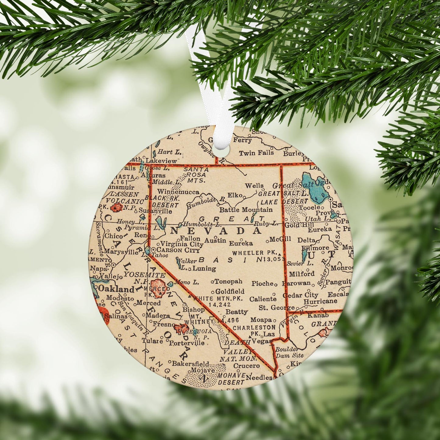 Nevada Vintage Map Ornament