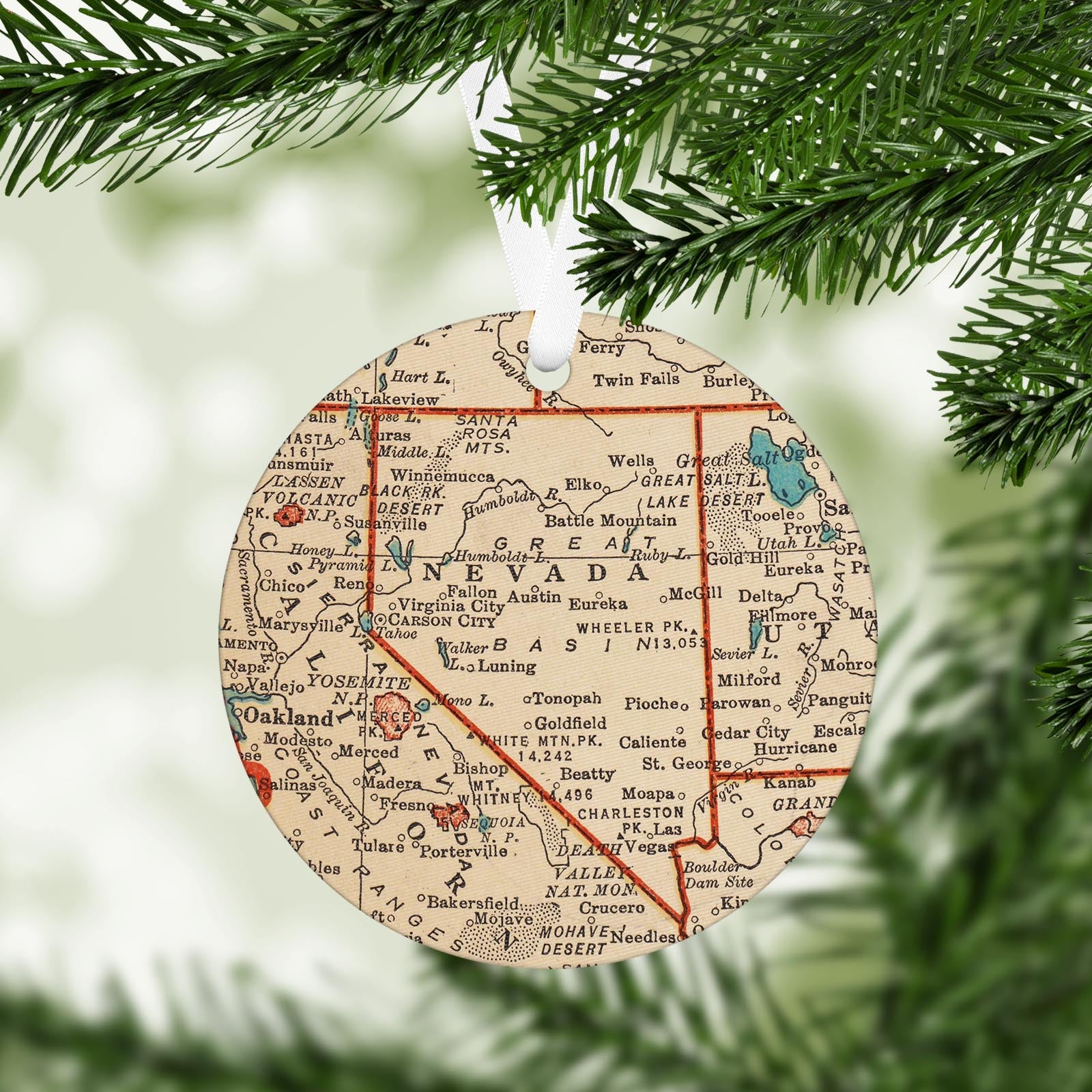 Nevada Vintage Map Ornament
