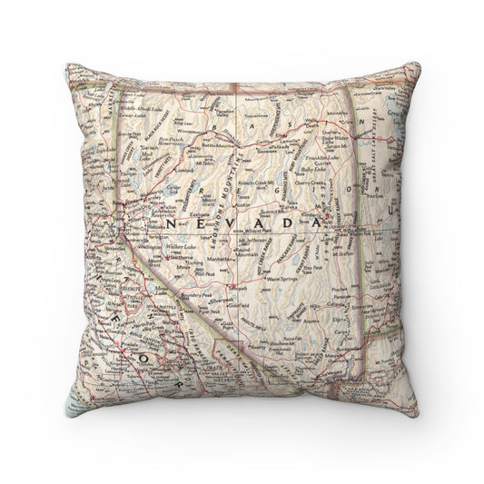 Nevada vintage map pillow