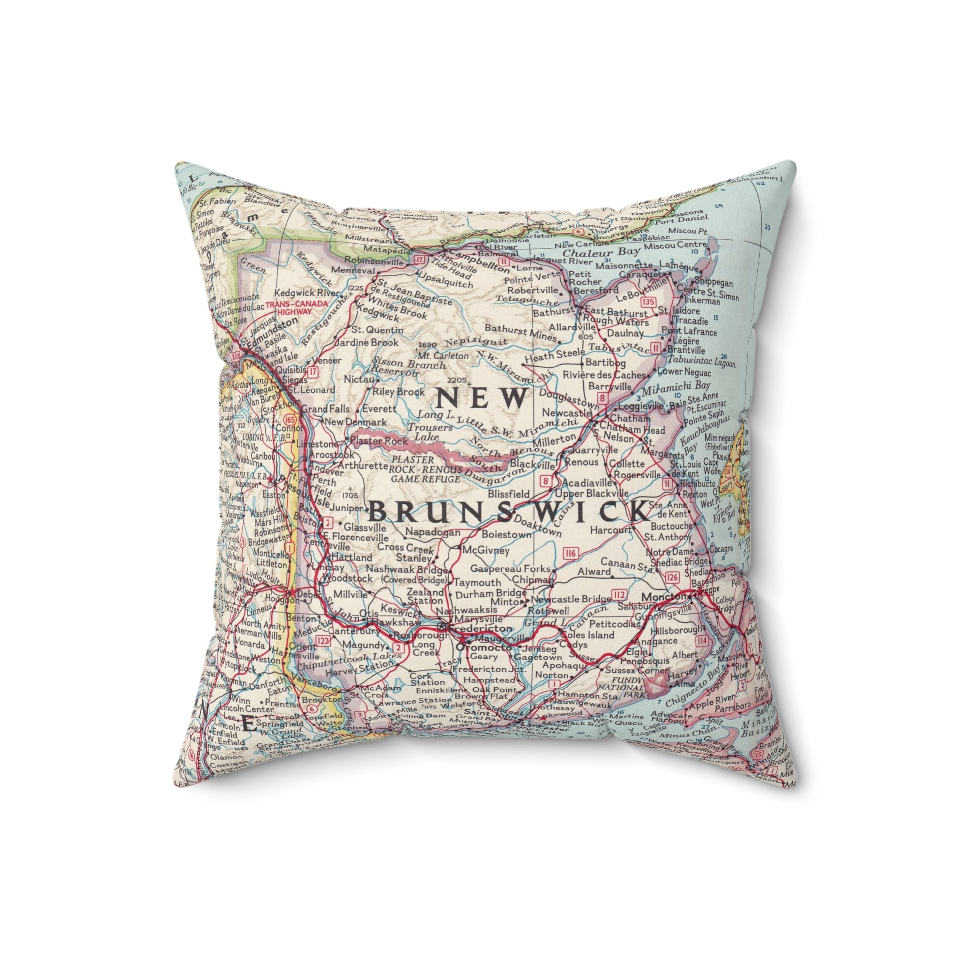 New Brunswick vintage map pillow