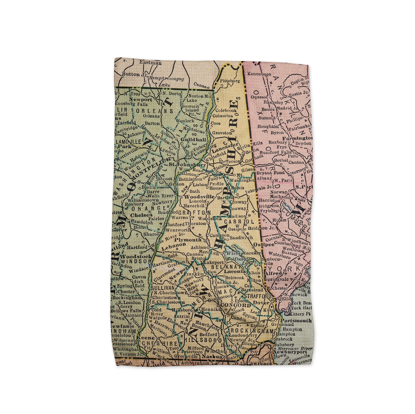 New Hampshire Map Tea Towel | Waffle-Weave Kitchen Towel Gift