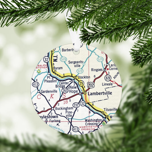 New Hope Pennsylvania Vintage Map Ornament