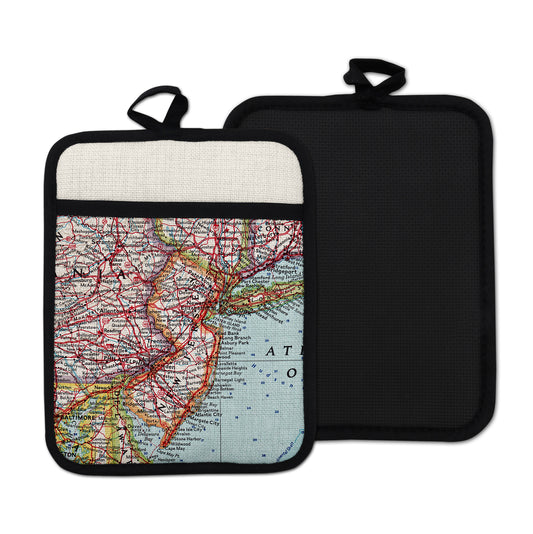 New Jersey vintage map hot pad kitchen decor