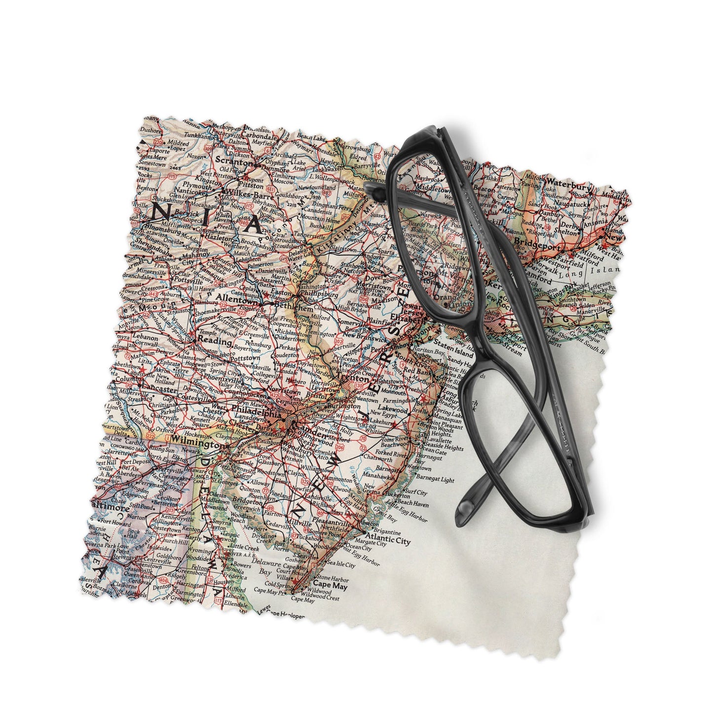 New Jersey Map Lens Cloth | New Jersey Microfiber Glasses Cleaner | Travel Gift