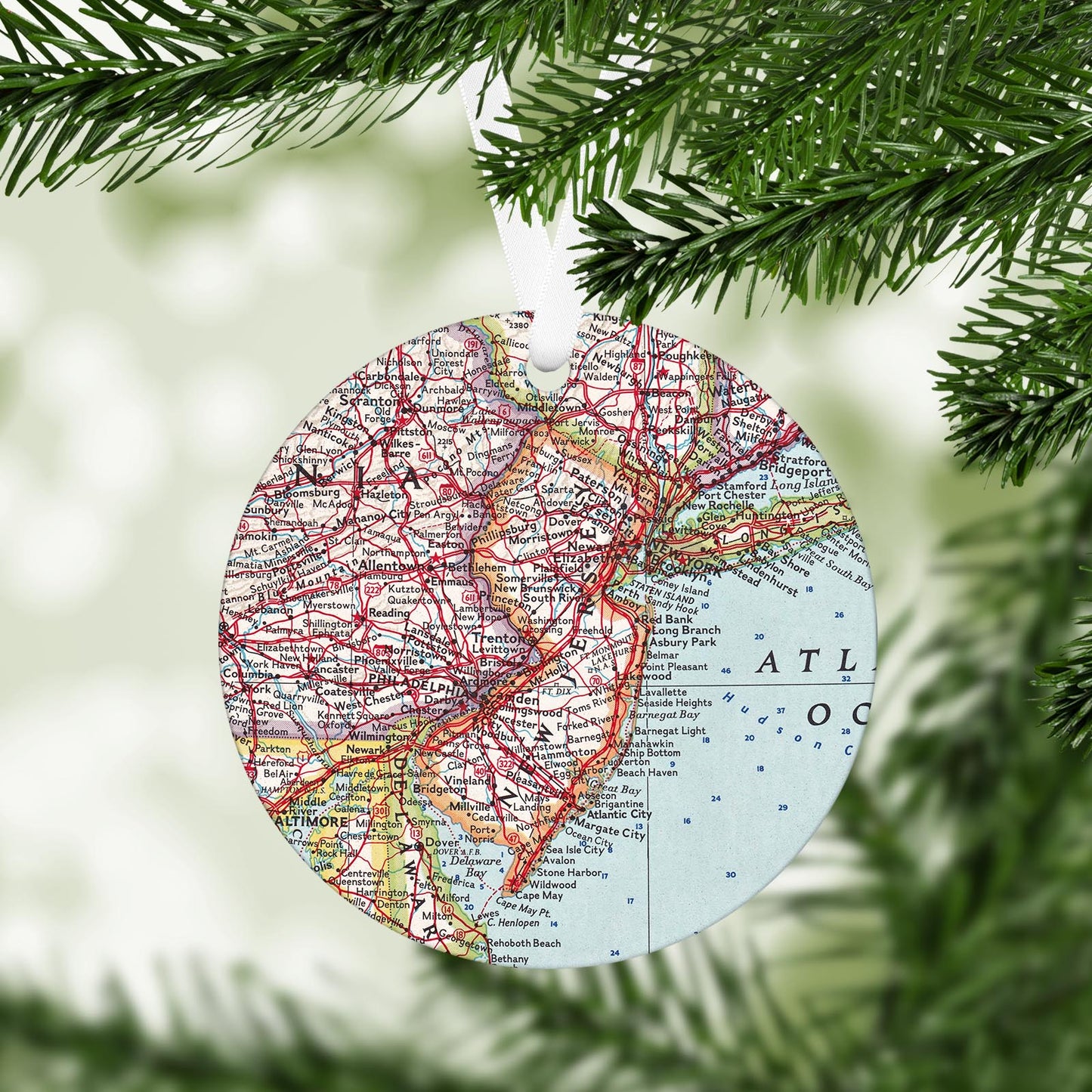 New Jersey Vintage Map Ornament