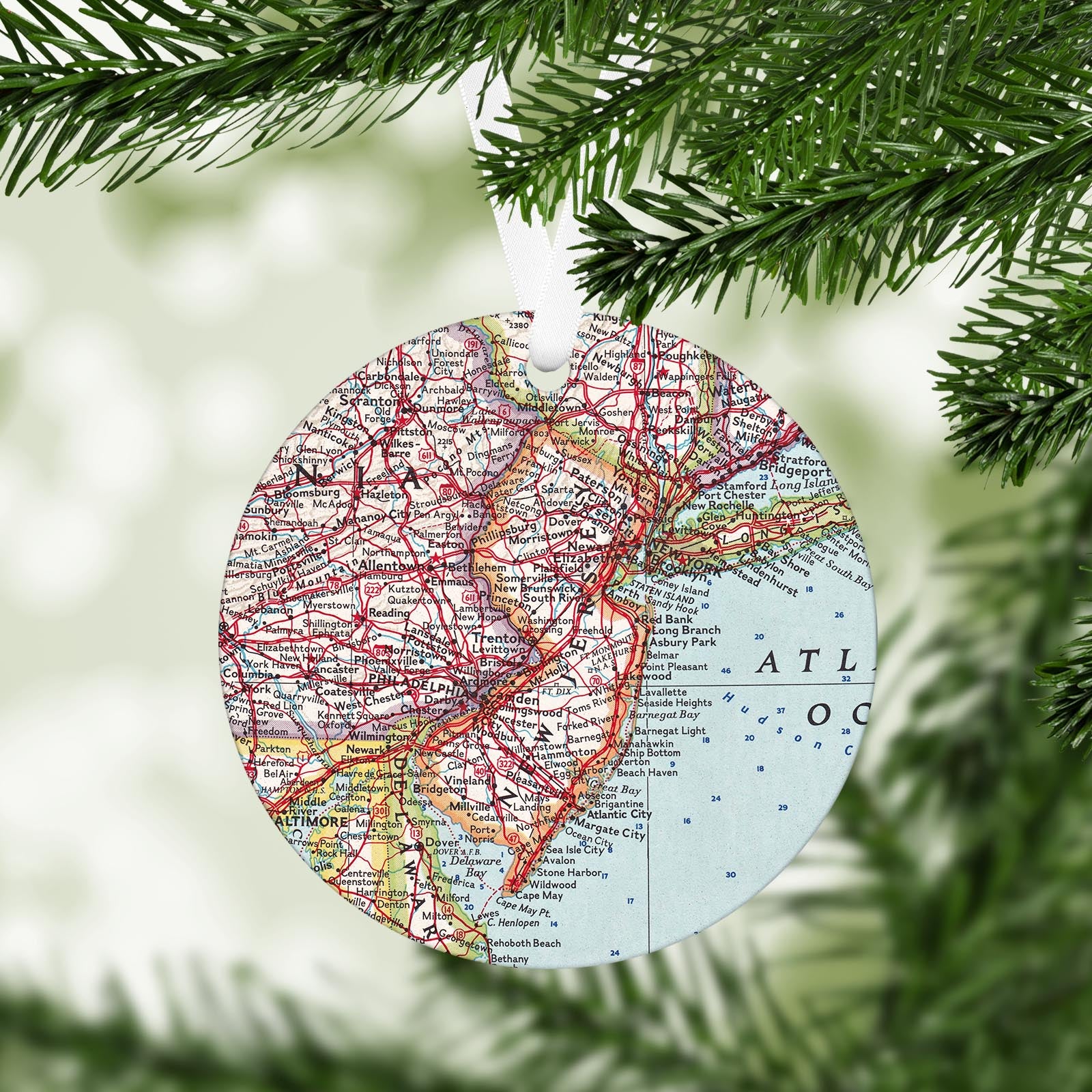 New Jersey Vintage Map Ornament
