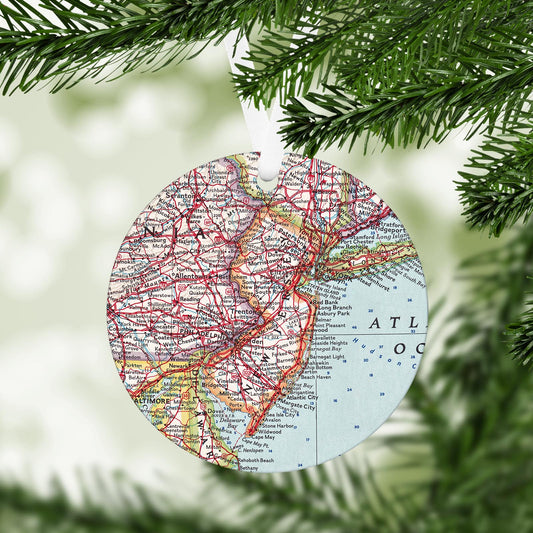New Jersey Vintage Map Ornament