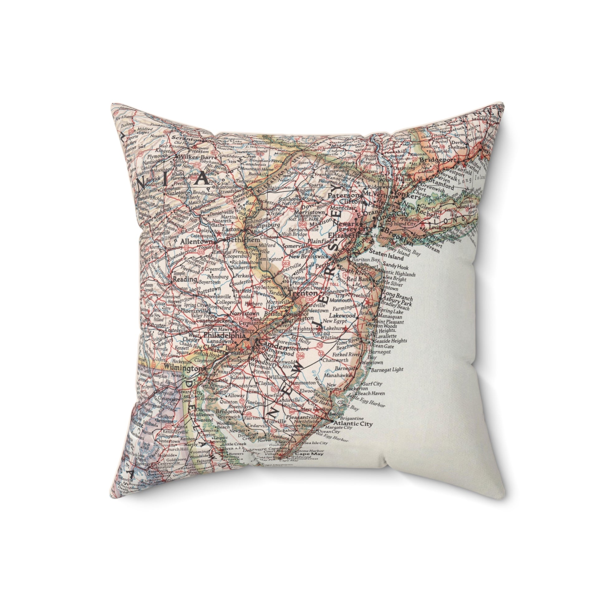 New Jersey vintage map pillow