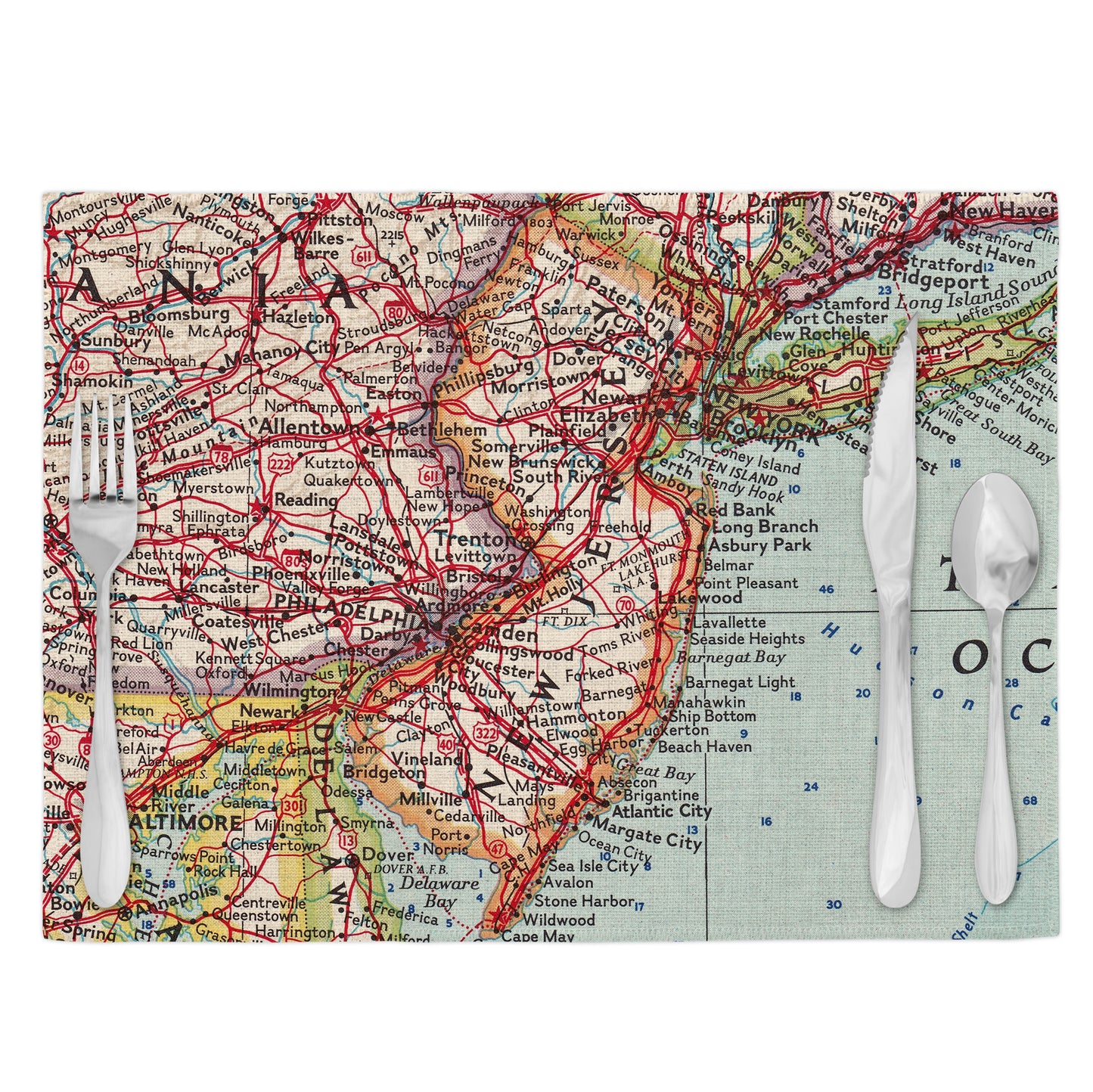New Jersey Vintage Map Placemats Set of 4