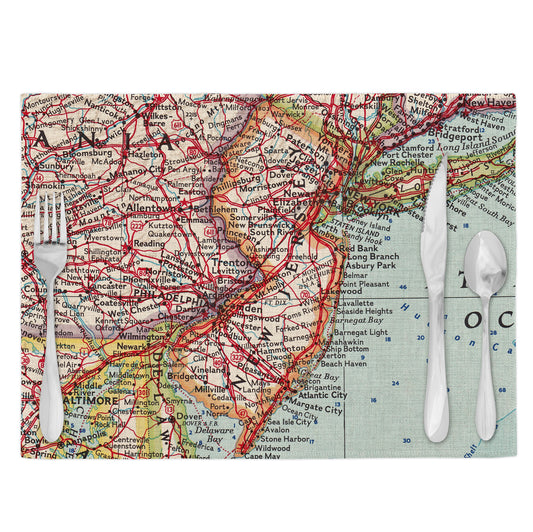 New Jersey Vintage Map Placemats Set of 4