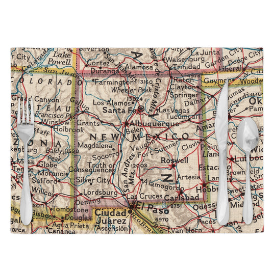 New Mexico Vintage Map Placemats Set of 4