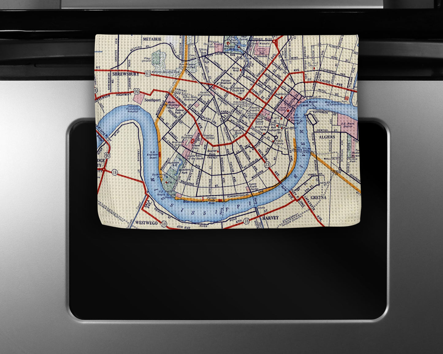 New Orleans Map Kitchen Towel | Vintage-Inspired City Gift