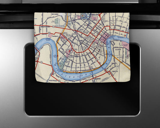 New Orleans Map Kitchen Towel | Vintage-Inspired City Gift