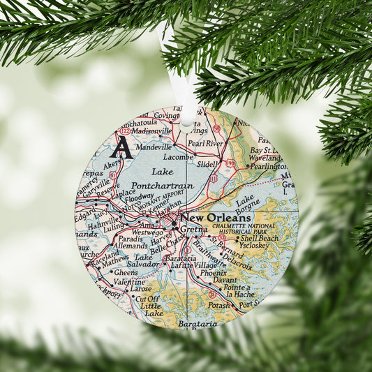New Orleans Louisiana Vintage Map Ornament